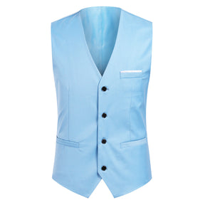 3-Piece Slim Fit One Button Fashion LightBlue Suit