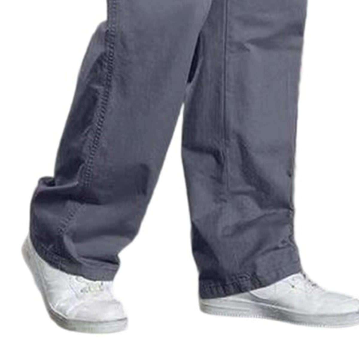 Men's Solid High-Waisted Straight-Leg Loose Casual Pants Khaki