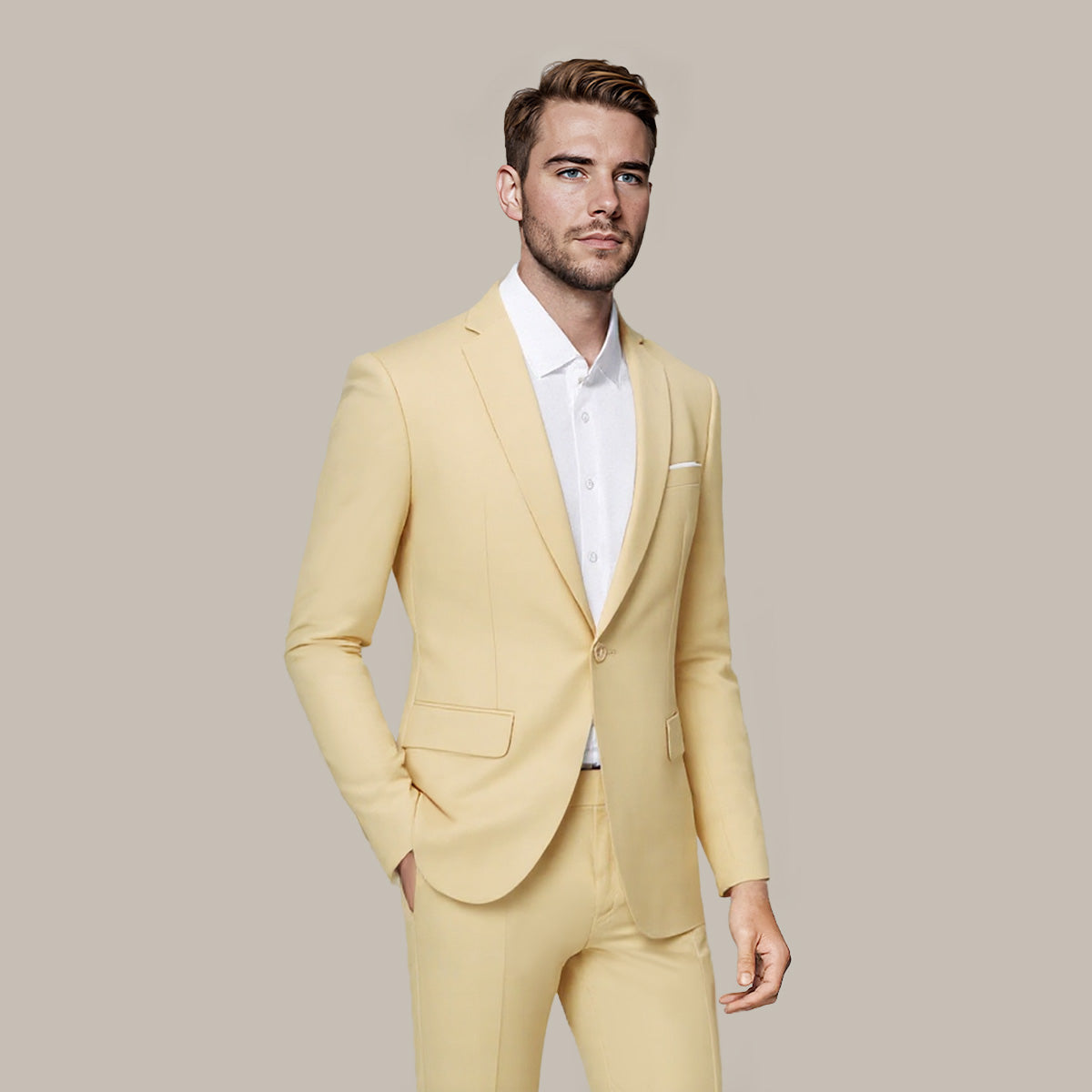 Men's Classic Slim Fit Stretch Flat Front Slacks Dress Pants -Cloudstyle