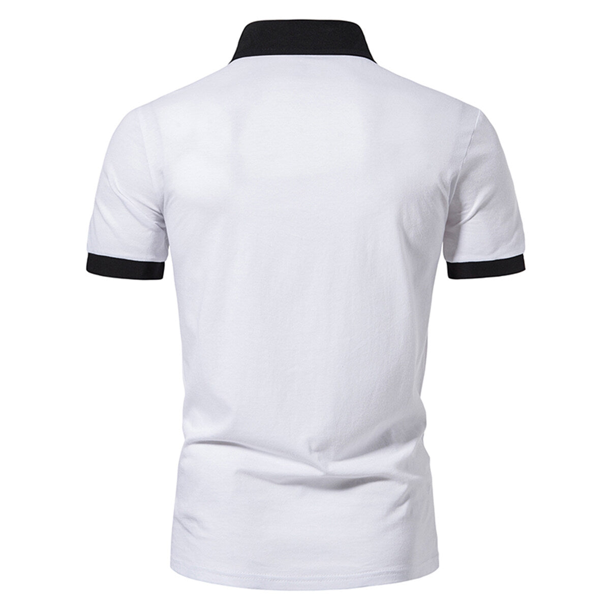Men's Colorful Patchwork Polo Neck Short Sleeve T-Shirt White