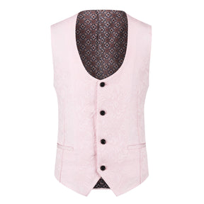 3-Piece Paisley Pink Suit Shawl Collar Suit