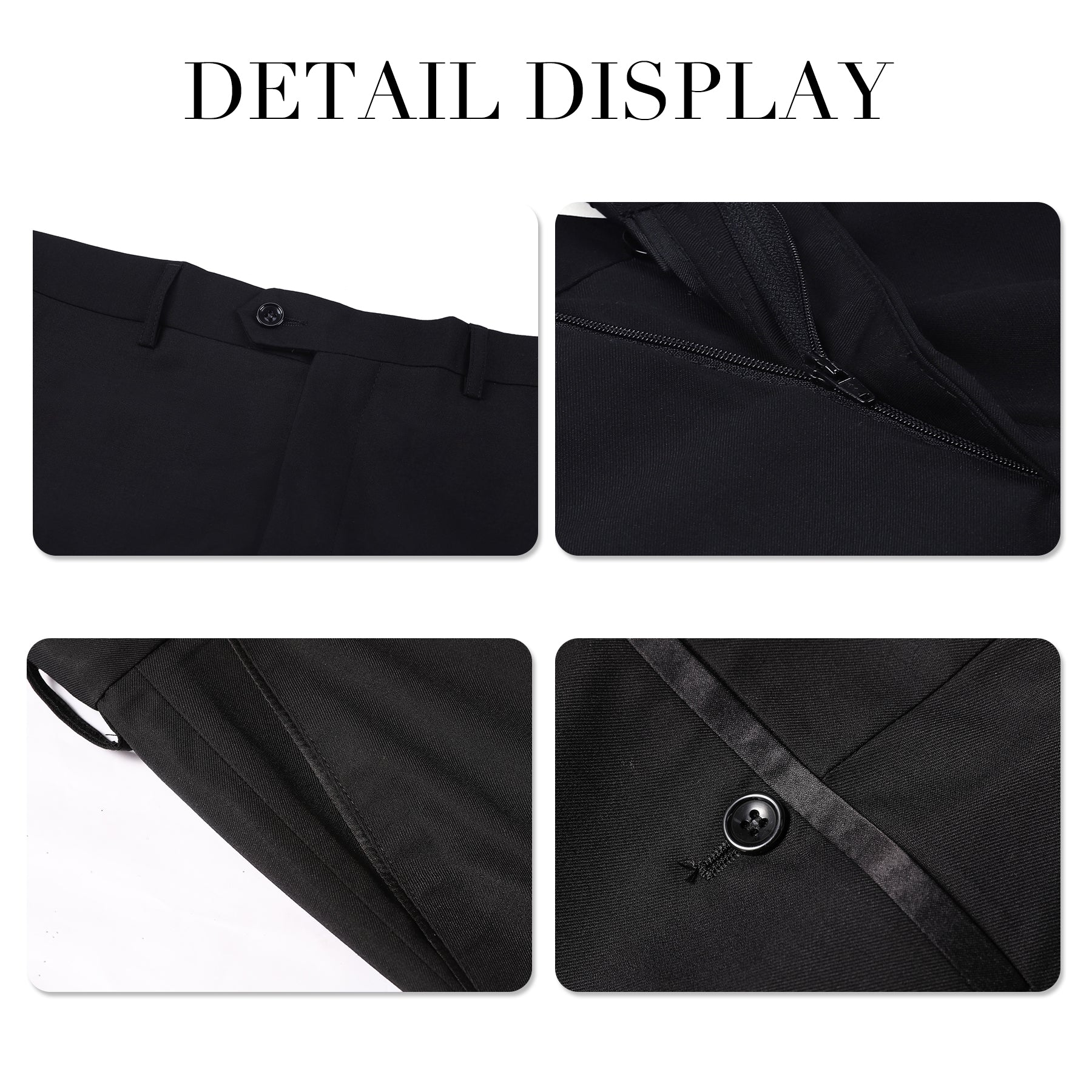 2-Piece Mens Jacquard Shawl Collar Double-Breasted Suit Black