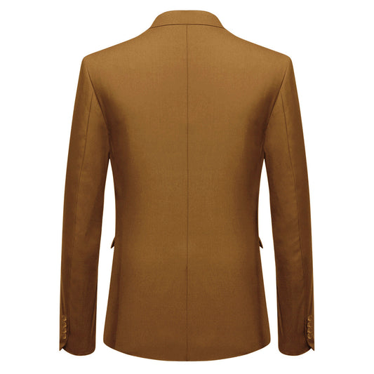 3-Piece Classic One Button Light Coffee Suit - Cloudstyle