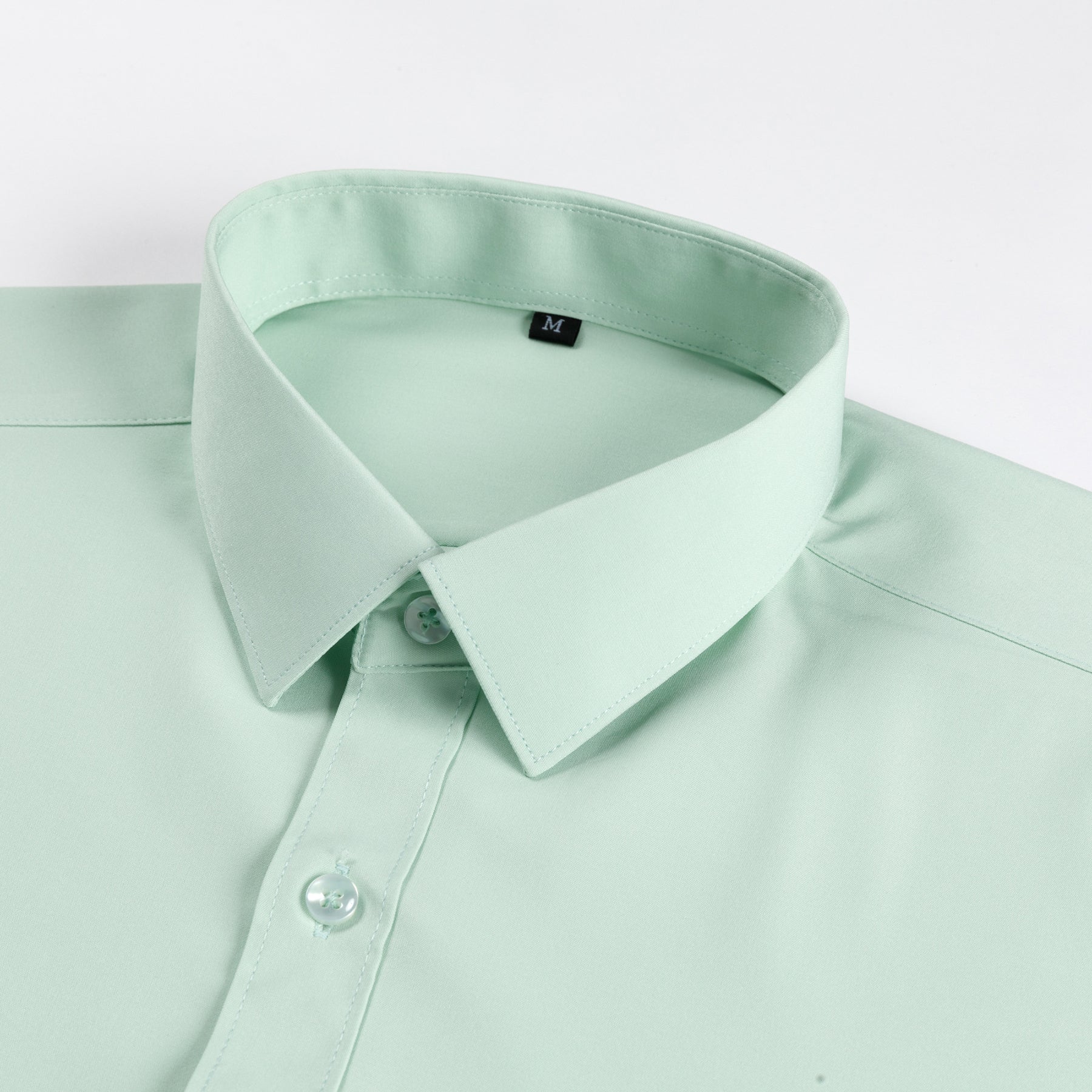 Men's Solid Square Neck Fitted Business Long-Sleeved Shirt Pink