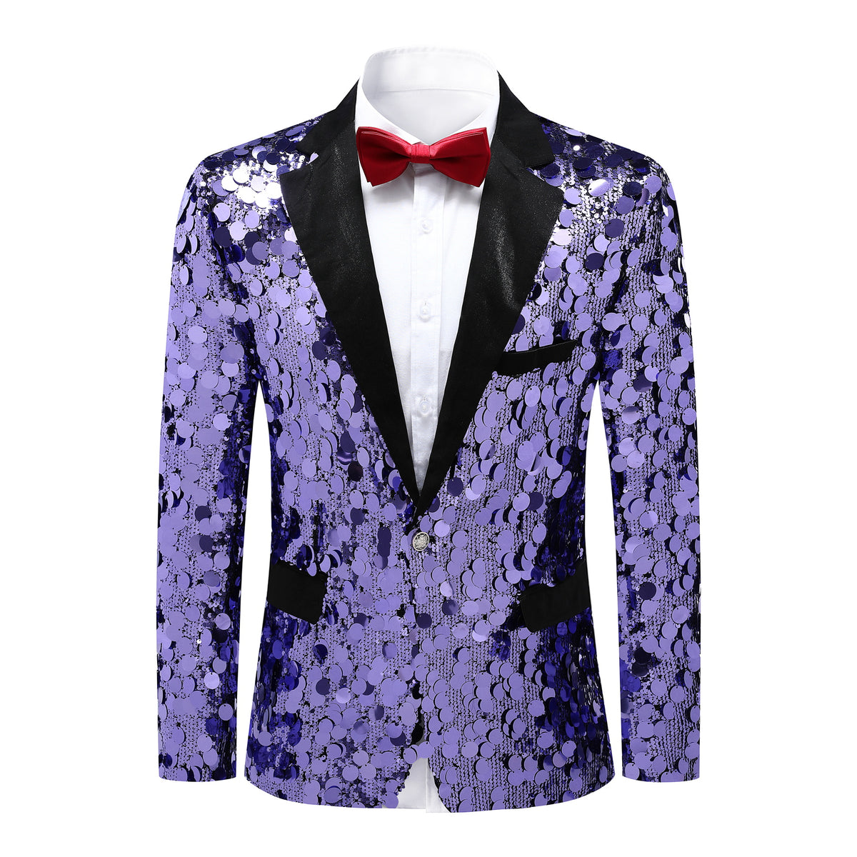 Men's Sequined Single-Button Jacket Purple