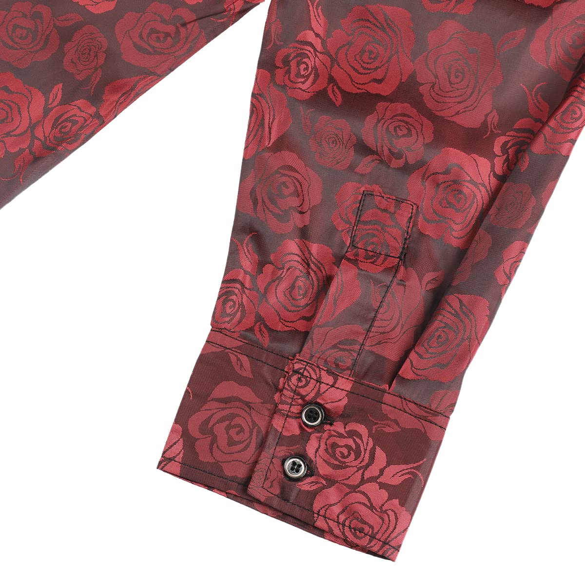 Men's Slim Fit Rose Printed Fashion Casual Shirt Red - Cloudstyle