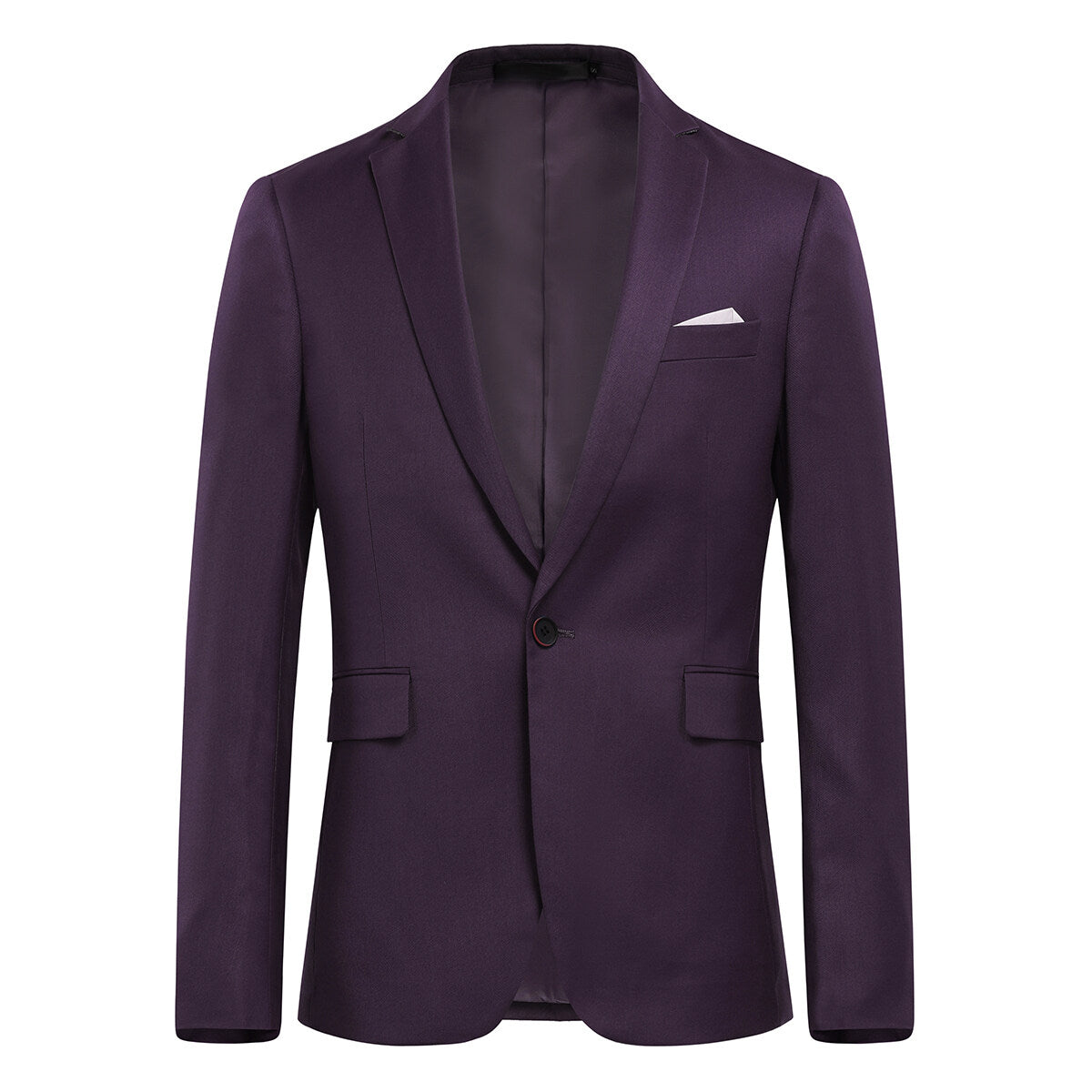 3-Piece Slim Fit Solid Color Jacket Smart Wedding Formal Suit Purple - Cloudstyle