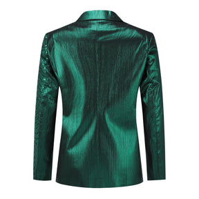 Green Slim Fit Half-Sequin Blazer