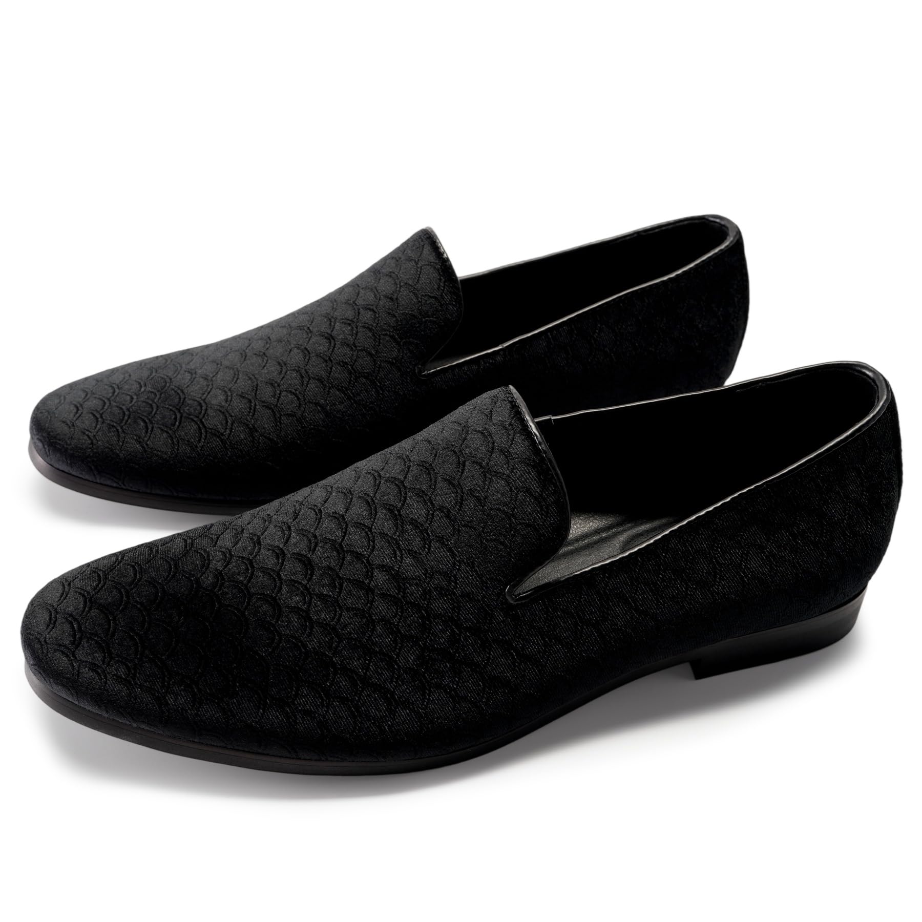 Cloudstyle Loafers for Men Slip on Shoes Fish Scales Comfortable Black