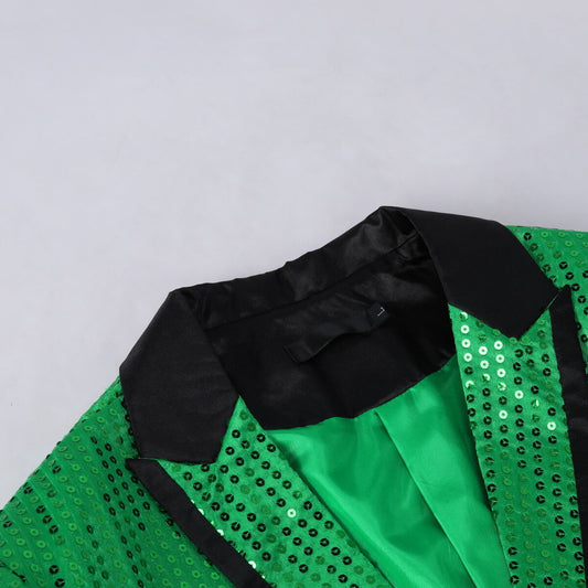 Green Sequin Decorated Swallowtail Coat - Cloudstyle