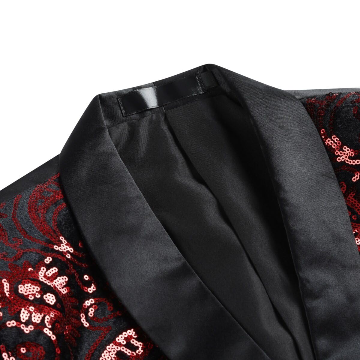 Cloudstyle Mens Paisley Shiny One Button Sequin Blazer Red & Blue