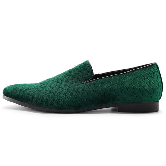 Cloudstyle Loafers for Men Slip on Shoes Fish Scales Comfortable Green - Cloudstyle