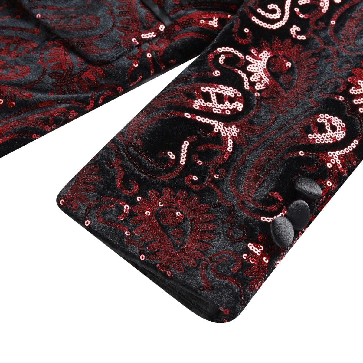 Cloudstyle Mens Paisley Shiny One Button Sequin Blazer Red & Blue