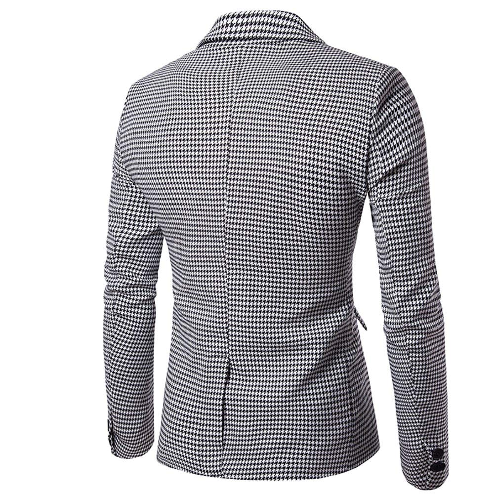 Men's Black & White Two-Button Blazer with Notch Lapel