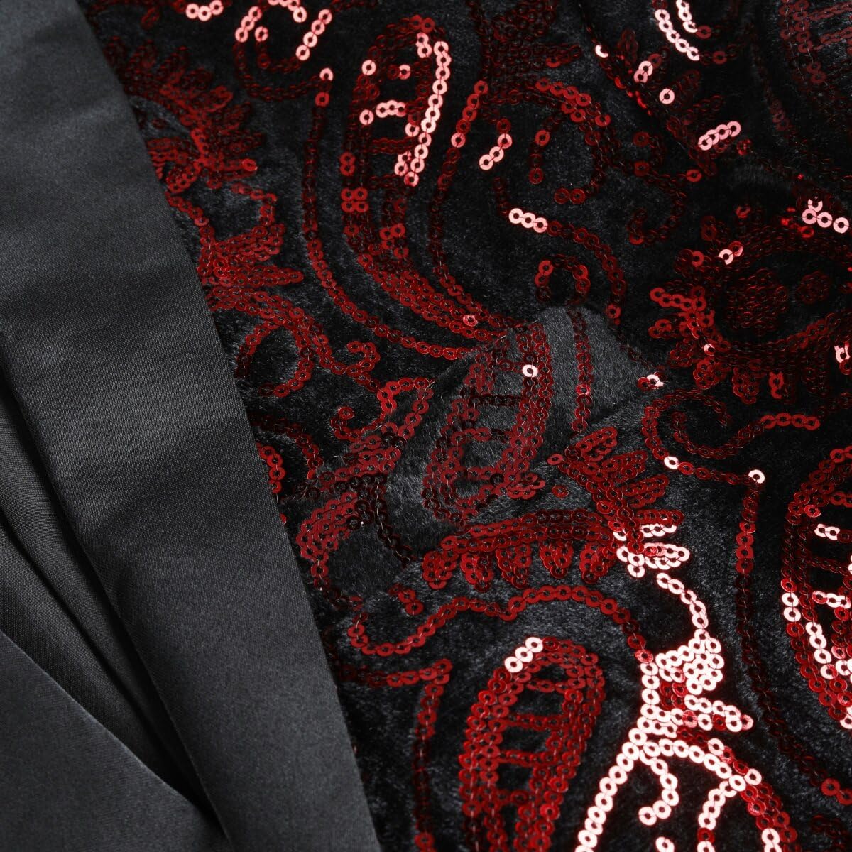 Cloudstyle Mens Paisley Shiny One Button Sequin Blazer Red & Blue