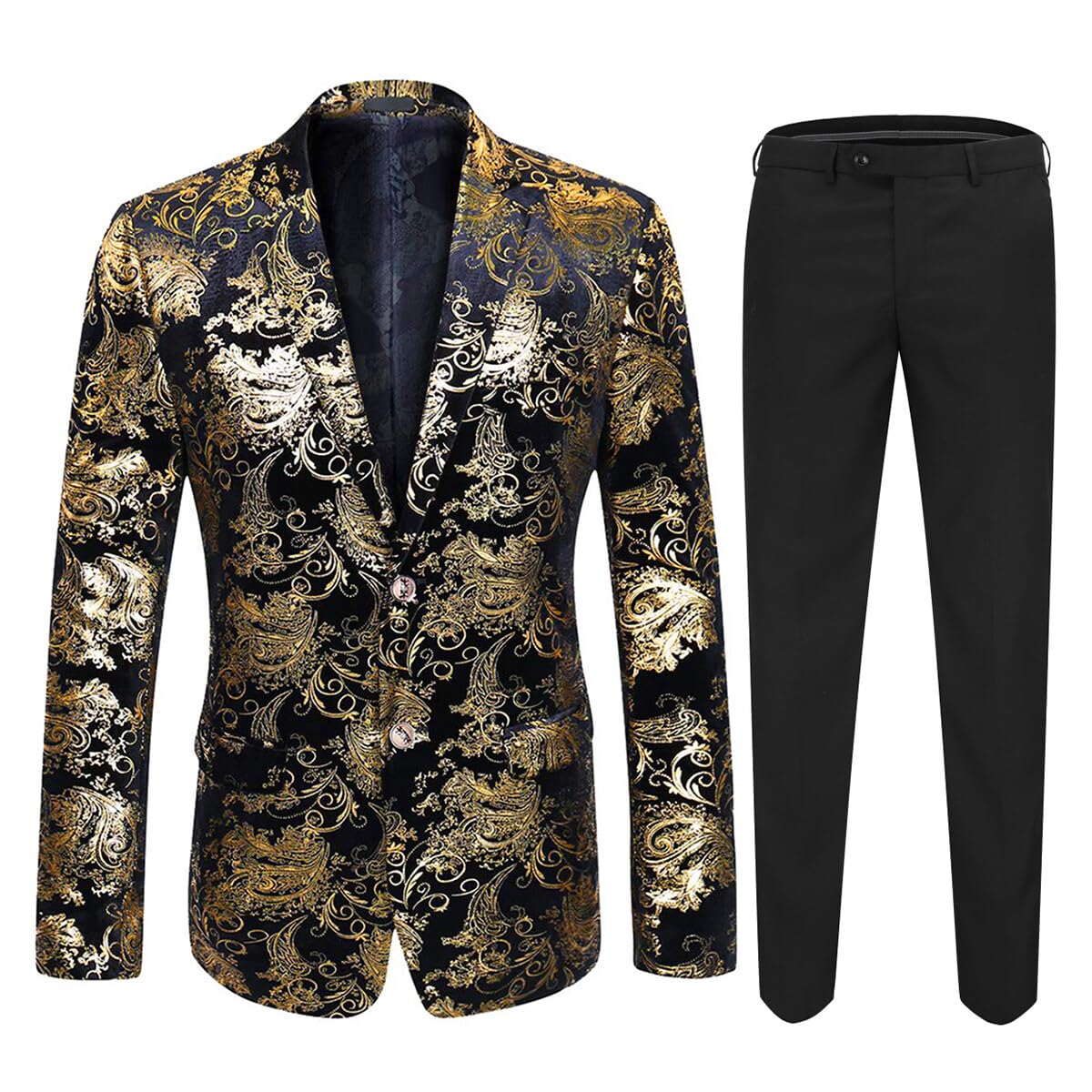 Cloudstyle Mens 2-Piece Dress Suit Floral Slim Fit 2-Button Tuxedo