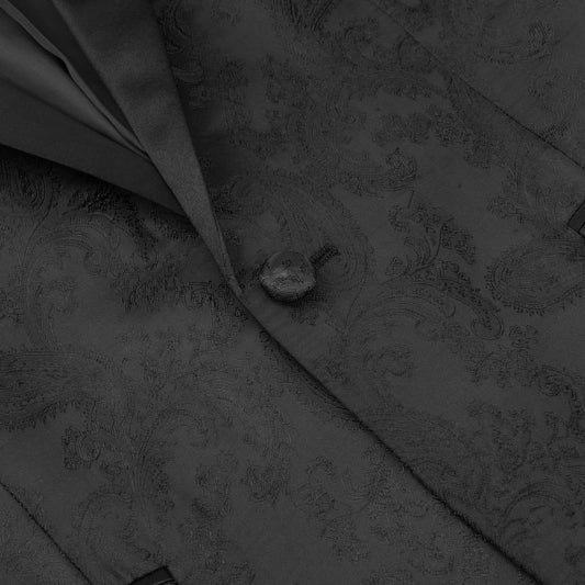 One Button Print Slim Fit Casual Blazer Black - Cloudstyle