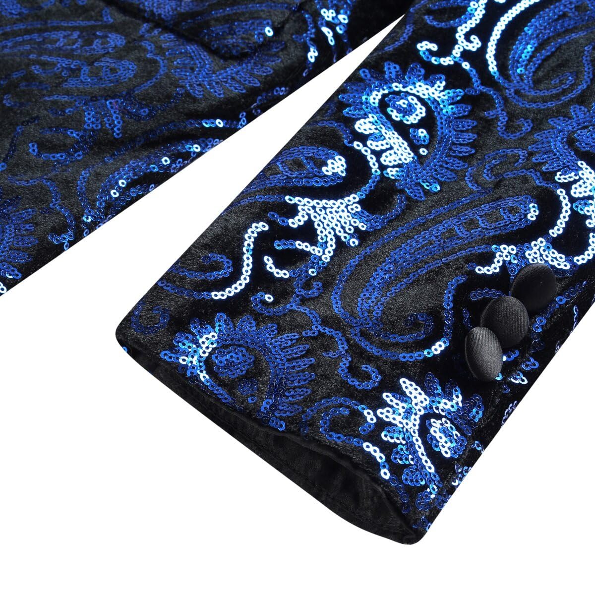 Cloudstyle Mens Paisley Shiny One Button Sequin Blazer Red & Blue