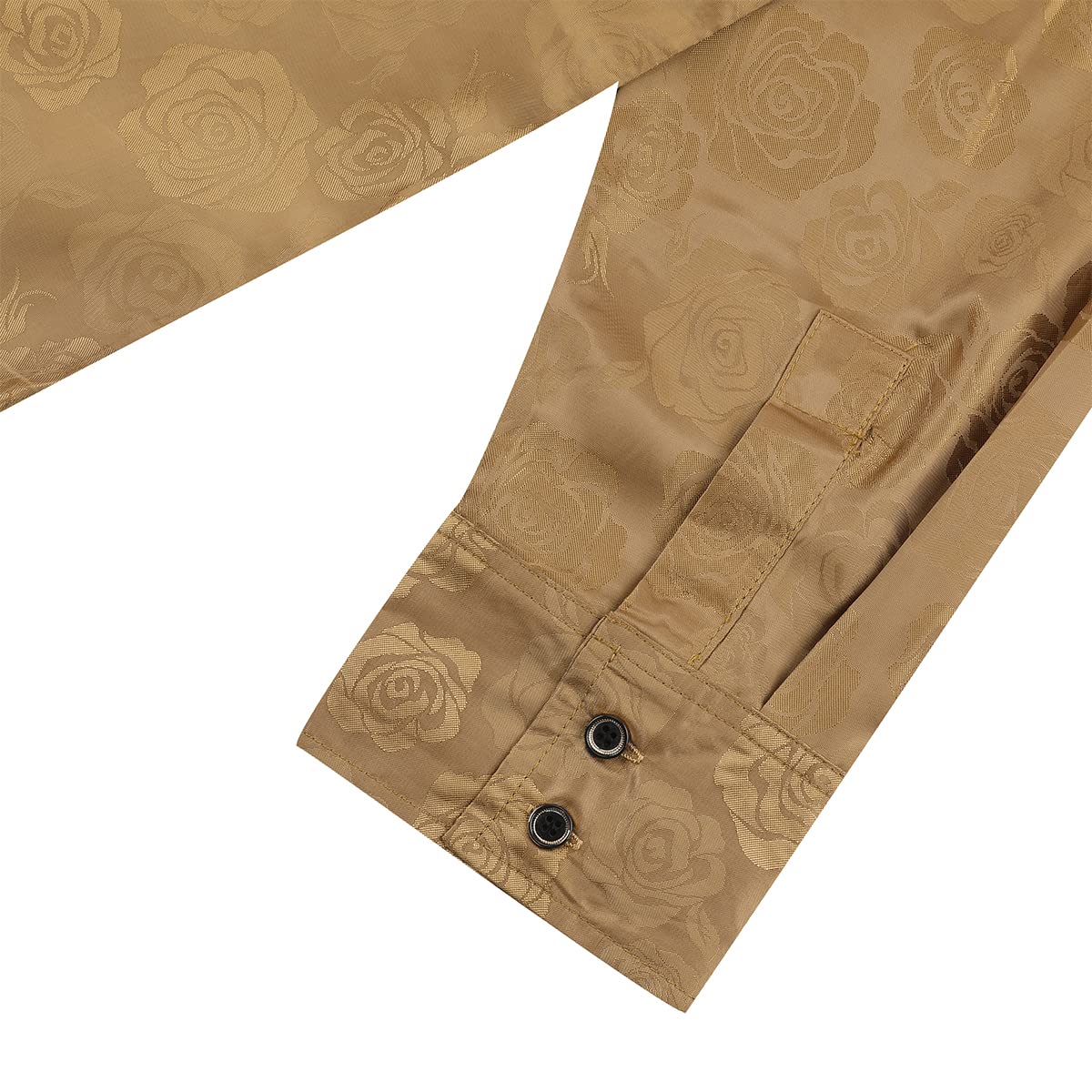 Men's Slim Fit Rose Printed Fashion Casual Shirt Khaki - Cloudstyle