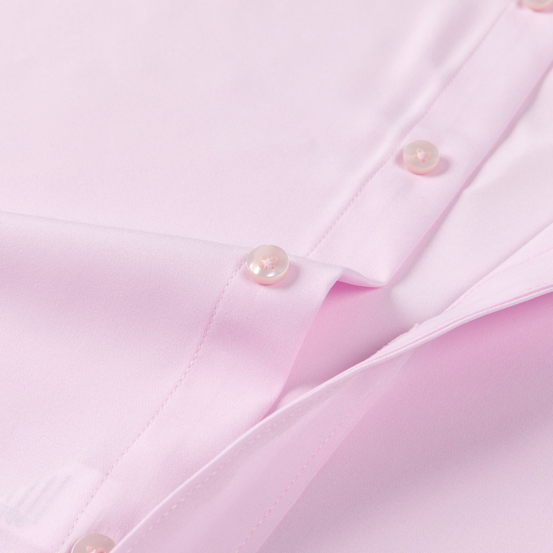 Men's Solid Square Neck Fitted Business Long-Sleeved Shirt Pink