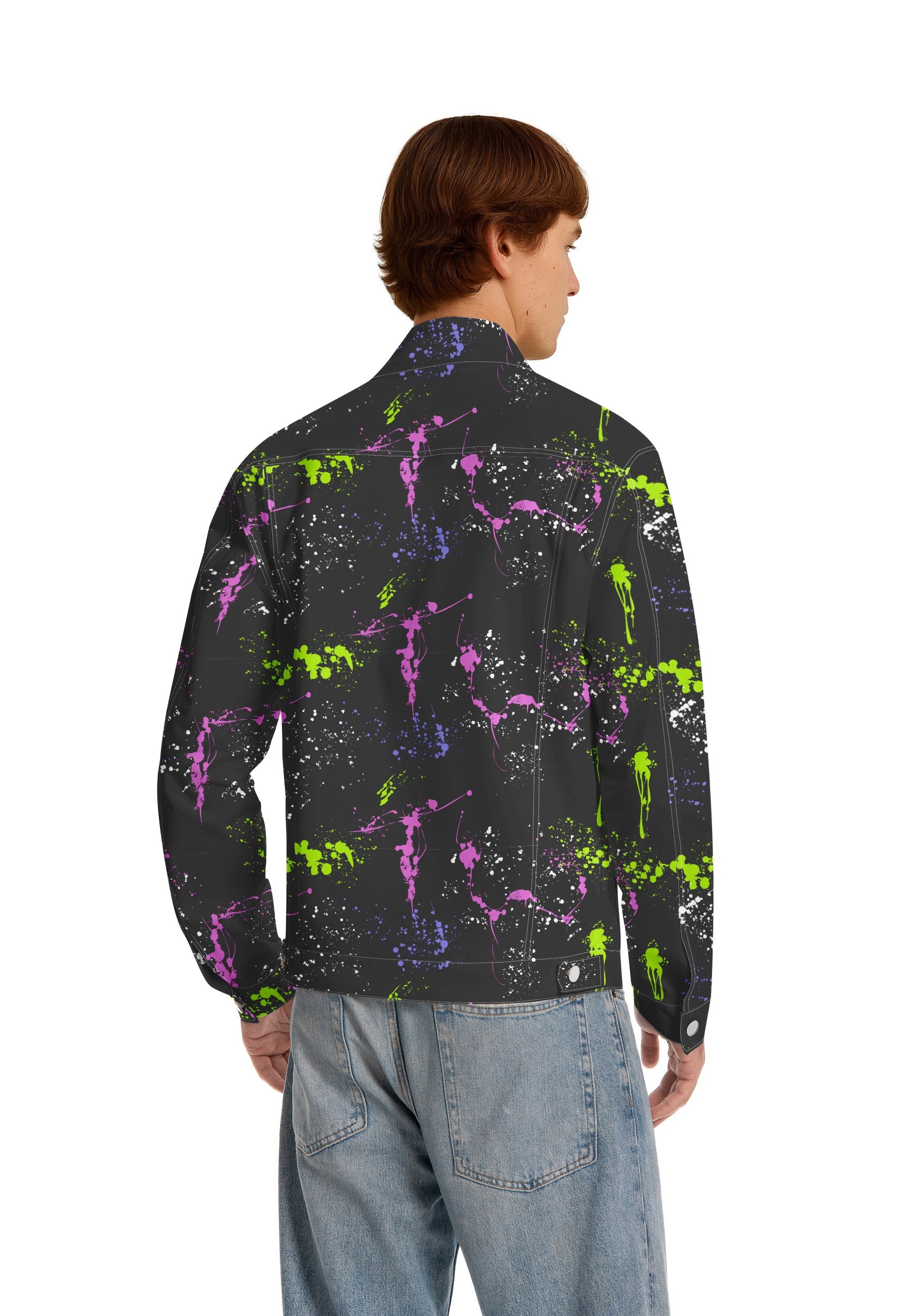 Men's Denim Jacket with Lapel Print Camouflage Green WHOLESALE