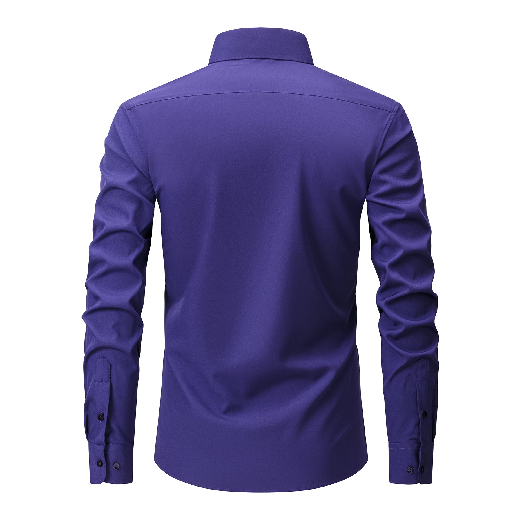 Men's Solid Square Neck Fitted Business Long-Sleeved Shirt Pink