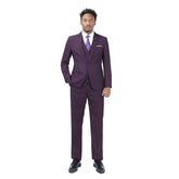 3-Piece One Button Formal Suit Dark Purple Suit