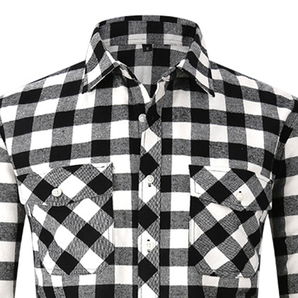 Men's Lapel Paid Long-sleeved Shirt Green and Black