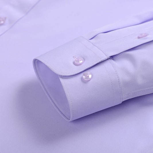 Men's Solid Square Neck Fitted Business Long-Sleeved Shirt WHOLESALE - Cloudstyle