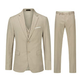 3-Piece Notched Lapel Casual Suit Beige