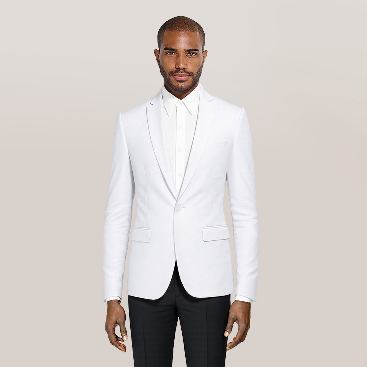 Men's Palace Dark Pattern One Button Blazer White - Cloudstyle