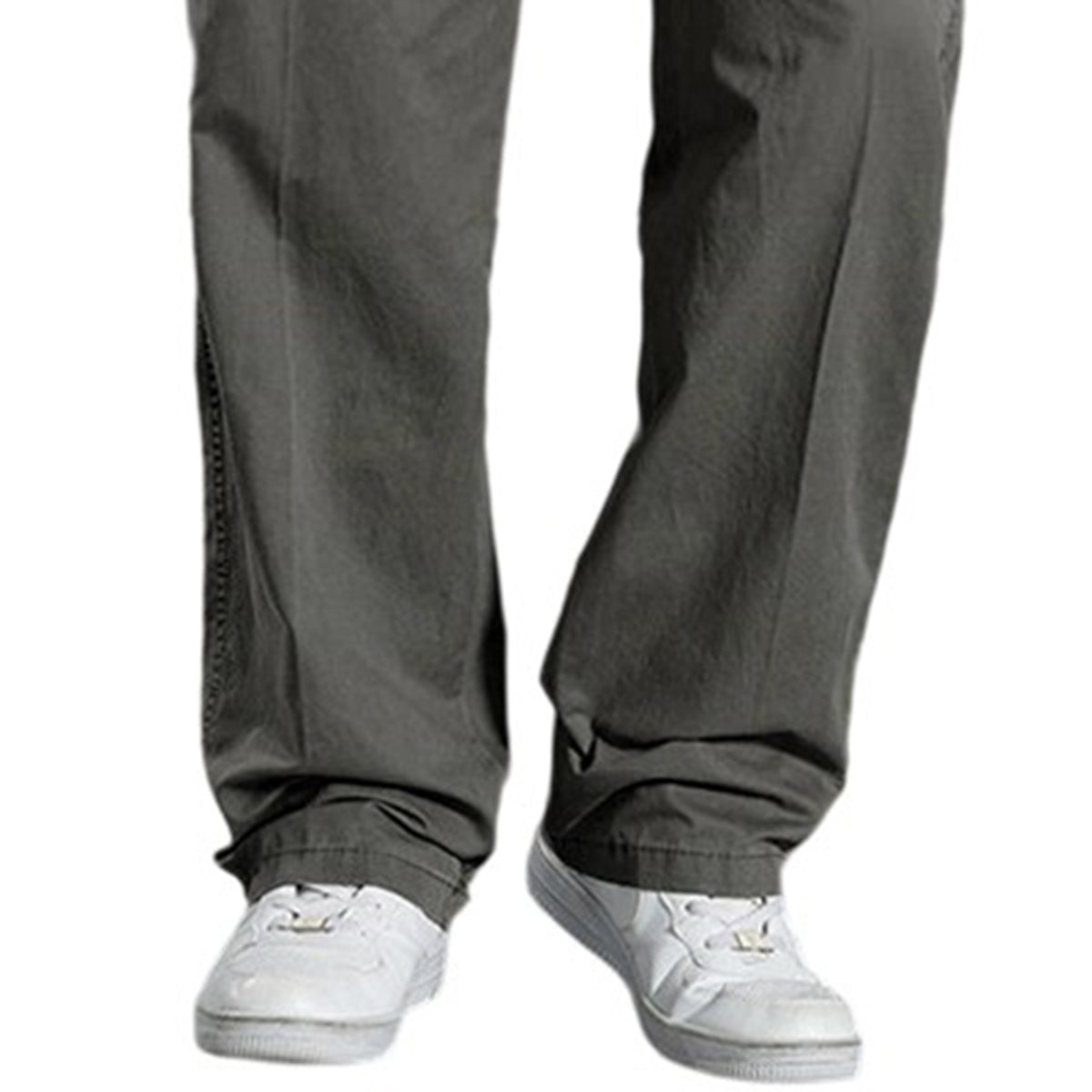 Men's Solid High-Waisted Straight-Leg Loose Casual Pants Khaki