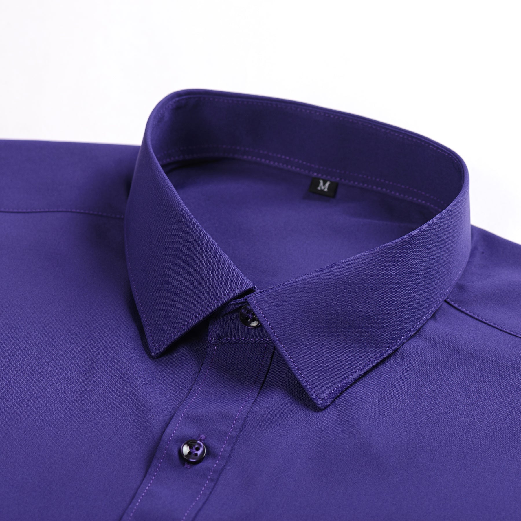 Men's Solid Square Neck Fitted Business Long-Sleeved Shirt Pink