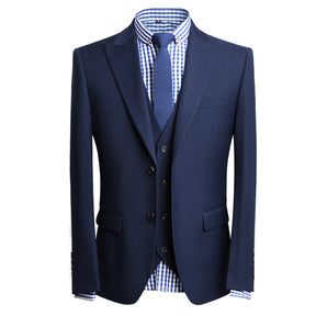 3-Piece Men's Two-Button Lapel Collar Suit Navy