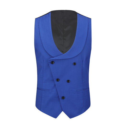 Men's 3-Piece Fashion One Button Color-Blocking Suit Blue - Cloudstyle