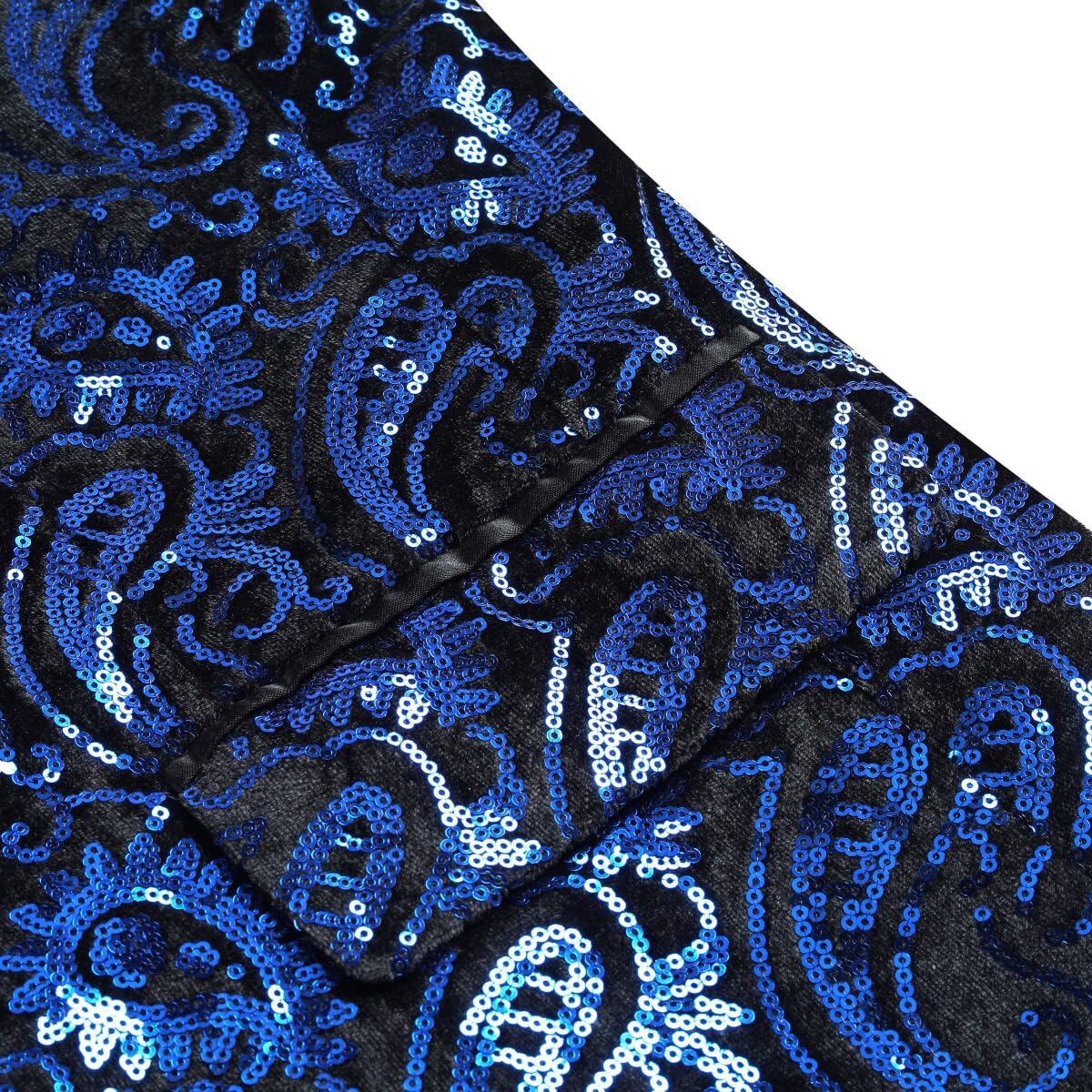 Cloudstyle Mens Paisley Shiny One Button Sequin Blazer Red & Blue