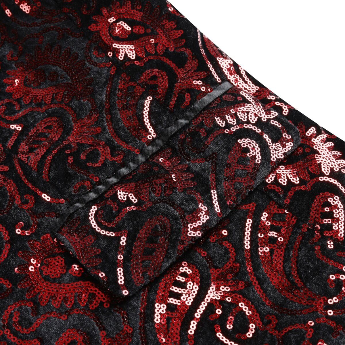 Cloudstyle Mens Paisley Shiny One Button Sequin Blazer Red & Blue
