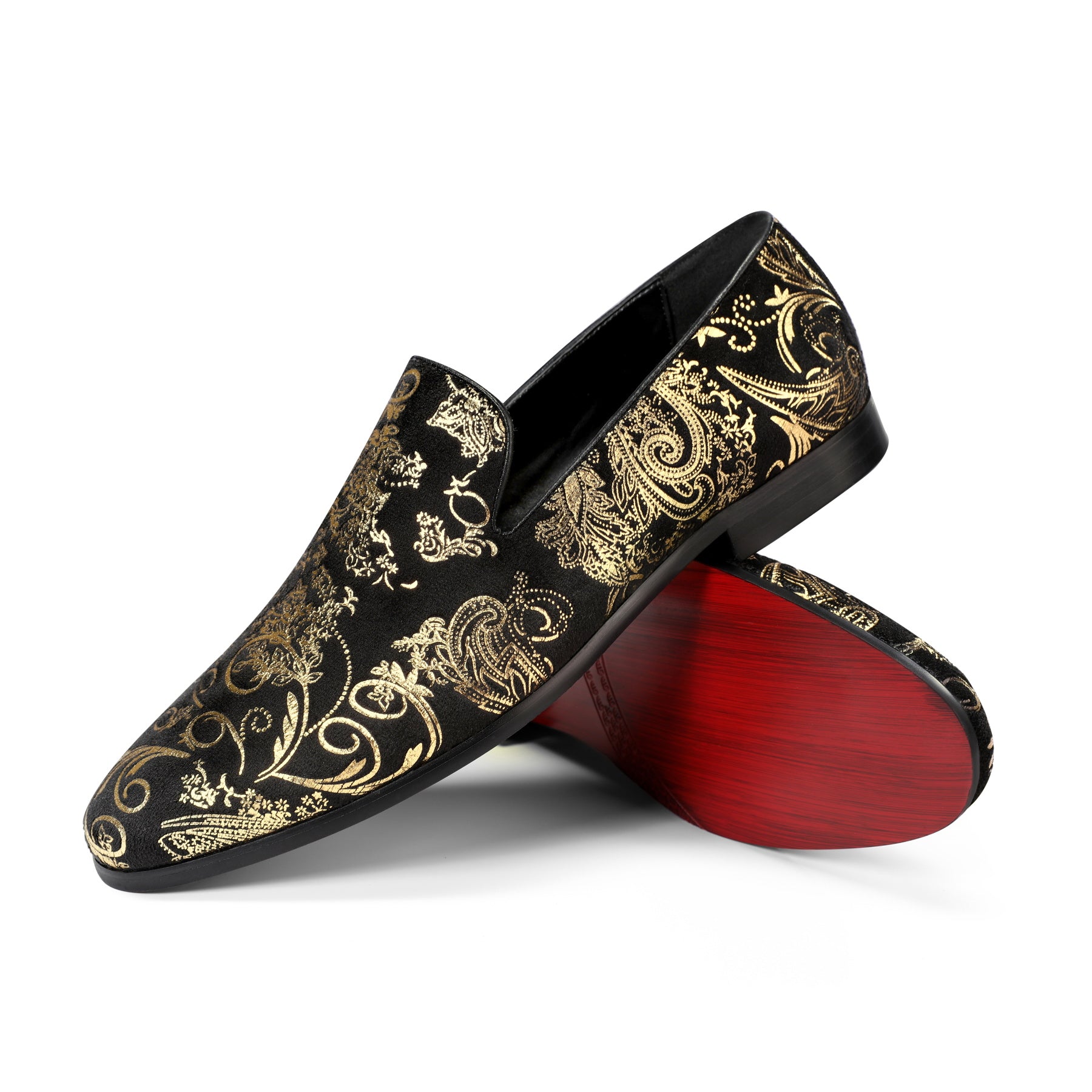 Men's Round-Toe Low-Top Loafers Gold