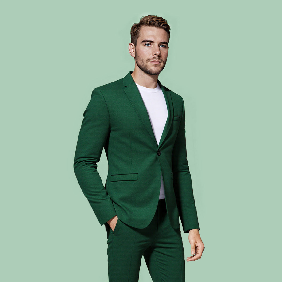 Men's Suit Jacket Slim Fit Coat Business Daily Blazer Green - Cloudstyle