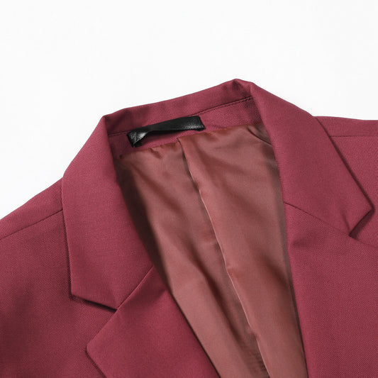 Classic Maroon Blazer Two Buttons Blazer - Cloudstyle