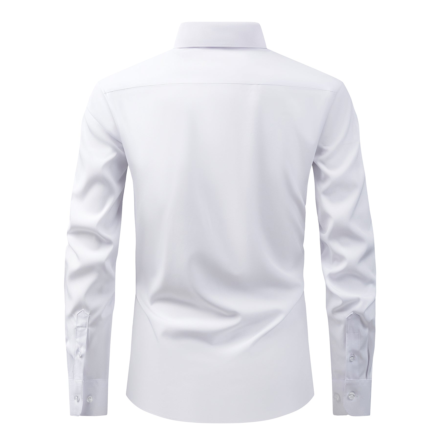 Men's Solid Square Neck Fitted Business Long-Sleeved Shirt Pink