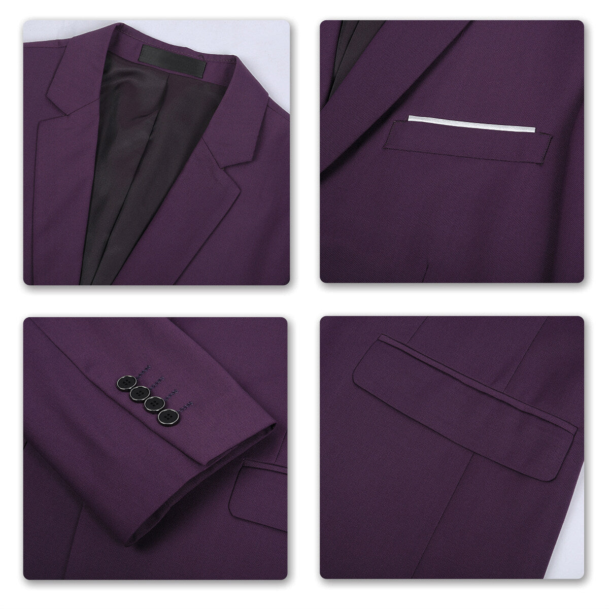 2-Piece Slim Fit Simple Designed Purple Suit