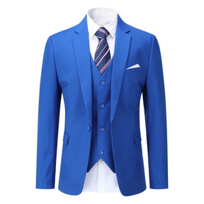 Mens 3 Piece Dress Suit Formal Casual Tux Vest Trousers Dark Blue