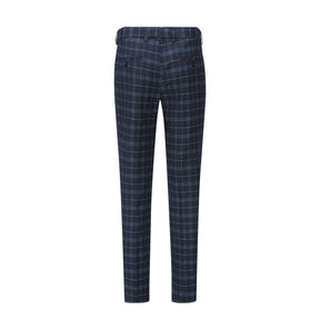 Three Piece Slim Fit Vintage Plaid Black Suit