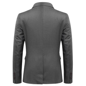 3-Piece Slim Fit Solid Color Jacket Smart Wedding Formal Suit Grey