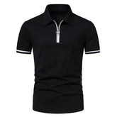 Men's Fitted Tailored Polo Neck Short-Sleeve T-Shirt Black