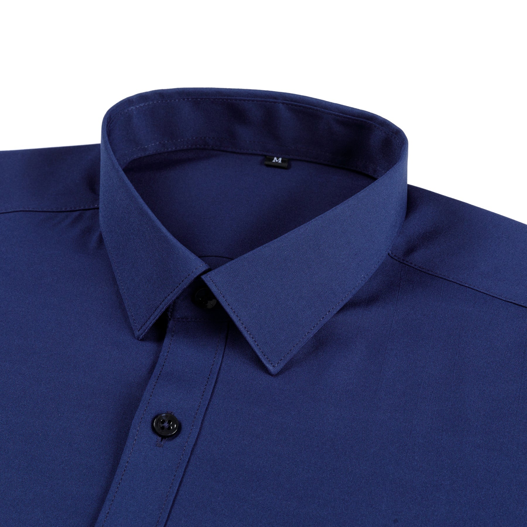 Men's Solid Square Neck Fitted Business Long-Sleeved Shirt Pink