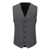 Checked Vests Stripes Business Slim Fit Cotton Black