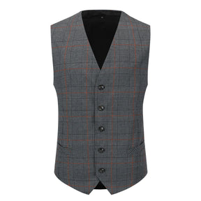Checked Vests Stripes Business Slim Fit Cotton Black