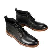 Men's Round-Toe High-Top Polo Boots in Black